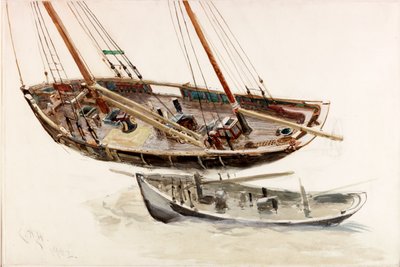 To studier av en tråler (bc, blyant og wc på papir) av Charles Napier Hemy
