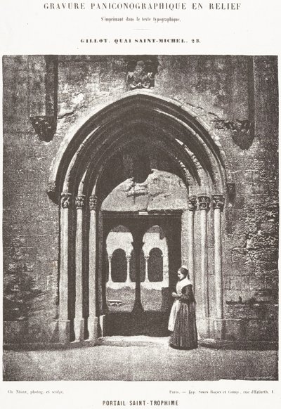 Saint-Trophime-portalen; inngang til klostergården, Arles, Saint-Trophime metropolitanerkirke av Charles Nègre