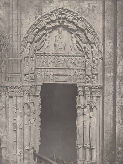 Chartres katedral, vestsiden, høyre sidedør, XII. århundre..., ca. 1857. av Charles Nègre