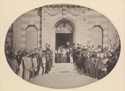[The 15th of August. Imperial Asylum at Vincennes], 1858.    1184408   no       norwegian Successfully Translated  Original: Sudden Shower over Shin Ohashi Bridge and Atake (Ohashi Atake no yudachi), from the series "One Hundred Famous Views of Edo (Meisho av Charles Nègre
