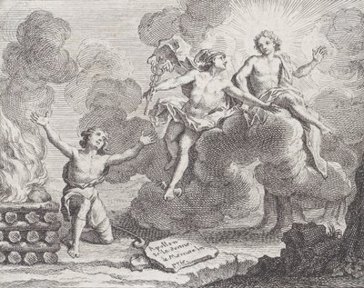 Apollo, Mercury, and the Shepherdesses, Fable X in La Motte, Fables Nouvelles, 1719., 1719. av Charles Nicolas Cochin