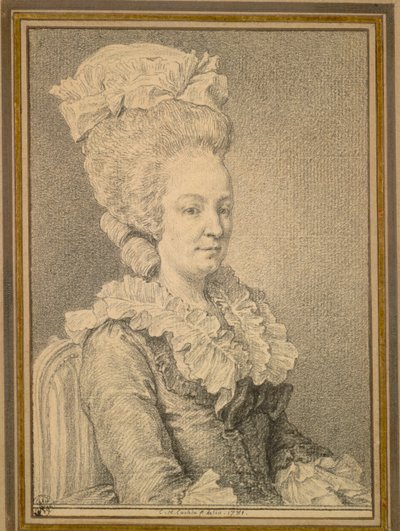 Halvlengde portrett av en sittende kvinne av Charles Nicolas Cochin