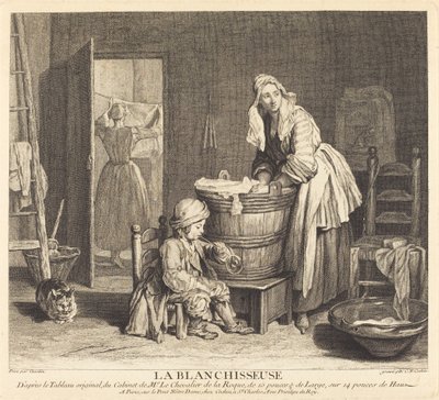 Vaskeren av Charles Nicolas Cochin I after Jean Siméon Chardin