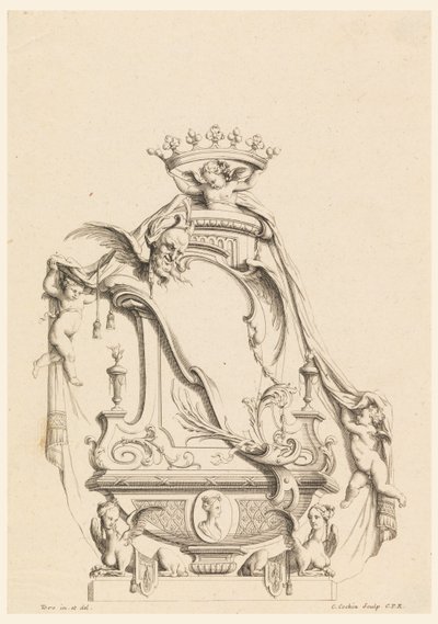 Design for kassett fra "Newly Invented Cartridges" av Charles Nicolas Cochin the younger