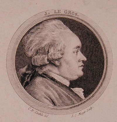 Portrett av Joseph Le Gros (1739-93) gravert av Simon Charles Miger (1736-1820) (gravering) av Charles Nicolas II (after) Cochin