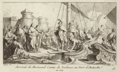 Ankomst av Bertrand, grev av Toulouse, til havnen i Antiokia, for å ta opp hans styre over fylket Tripoli av Charles Nicolas II Cochin