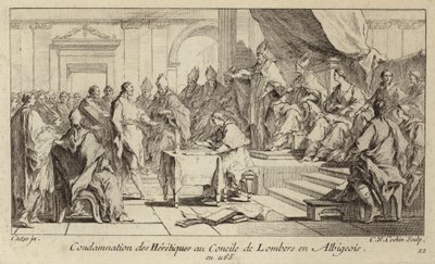 Fordømmelse av katharer som kjettere ved Council of Lombers, Frankrike av Charles Nicolas II Cochin