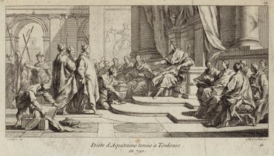 Diet of Aquitaine holdt i Toulouse, 790 (gravering) av Charles Nicolas II Cochin