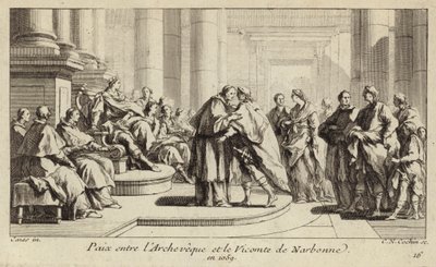 Fred mellom biskopen og viscounten av Narbonne av Charles Nicolas II Cochin