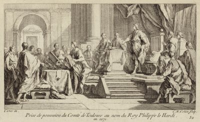 Besittelse av fylket Toulouse tatt i navnet til kong Filip III av Frankrike av Charles Nicolas II Cochin