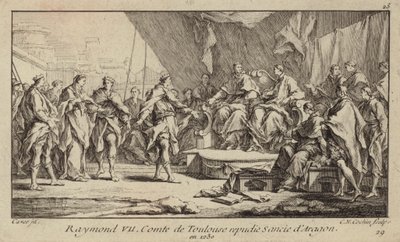 Raymond VII, grev av Toulouse, avviser sin kone, Sancha av Aragon av Charles Nicolas II Cochin