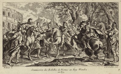 Underkastelse av opprørerne i Nimes til Wamba, kongen av vestgotene, 672 av Charles Nicolas II Cochin