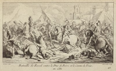 Hærene til hertugen av Berry og greven av Foix kjemper i slaget ved Revel, Frankrike av Charles Nicolas II Cochin
