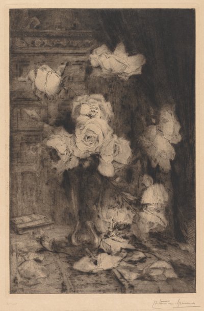 Studie av roser av Charles Nicolas Storm van 