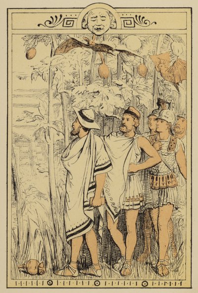 Historier fra Lucian: Nærmer seg drømmenes by (farge litho) av Charles Oliver Murray