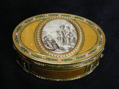 Snusboks med miniatyr som viser Telemachos avgang fra Egypt, 1780-81. av Charles Ouizille
