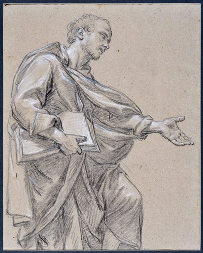 Drapee-figur som holder en bok (tegning) av Charles Parrocel