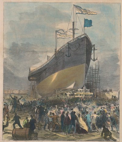 Lansering av Sea Steamer Great Republic, pub. 24. november 1866. av Charles Parsons