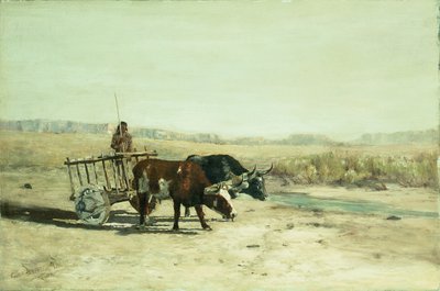 En oksevogn i New Mexico (olje på lerret) av Charles Partridge Adams