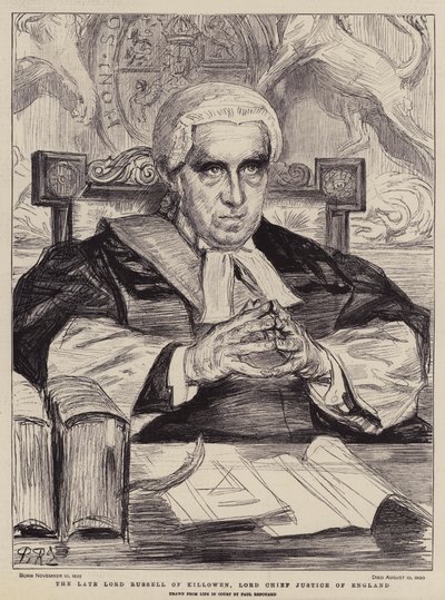 Den avdøde Lord Russell av Killowen, Lord Chief Justice of England (litho) av Charles Paul (after) Renouard