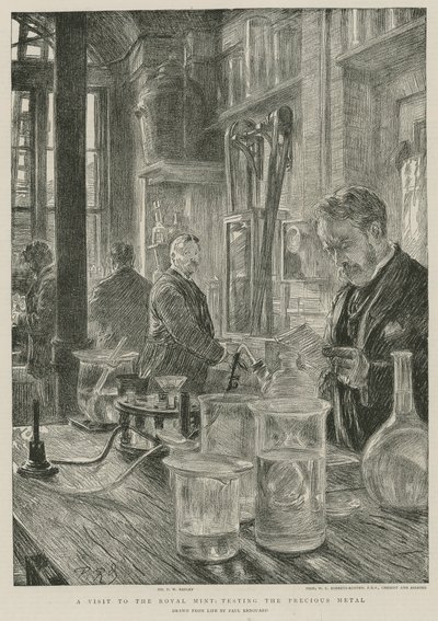 Et besøk til Royal Mint; testing av det edle metallet (gravering) av Charles Paul Renouard