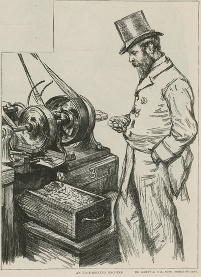 En kantrullemaskin ved Royal Mint av Charles Paul Renouard