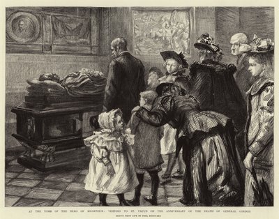 Ved graven til helten i Khartoum, besøkende til St Paul's på årsdagen for general Gordons død av Charles Paul Renouard