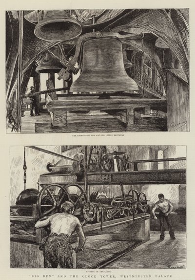 Big Ben og klokketårnet, Westminster Palace av Charles Paul Renouard