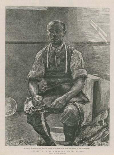 Dømt liv i Wormwood Scrubs Prison (gravering) av Charles Paul Renouard