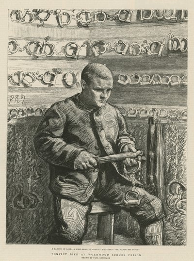 Dømt liv i Wormwood Scrubs Prison (gravering) av Charles Paul Renouard