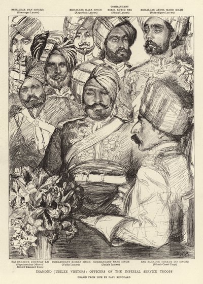 Diamantjubileumsbesøkende, offiserer for de keiserlige tjenestetroppene av Charles Paul Renouard