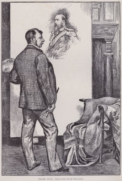 Frank Holl, maler i studioet sitt (gravering) av Charles Paul Renouard