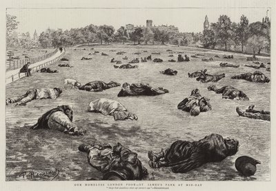 Vår hjemløse London Poor, St James's Park midt på dagen av Charles Paul Renouard