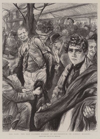 Rag Fair, det gamle klesmarkedet i Houndsditch søndag morgen av Charles Paul Renouard