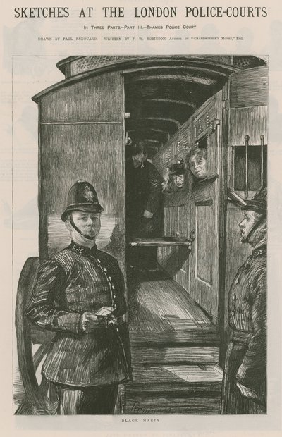 Skisser ved politidomstolene i London av Charles Paul Renouard