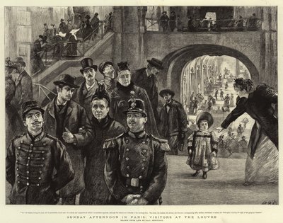 Søndag ettermiddag i Paris, besøkende på Louvre av Charles Paul Renouard
