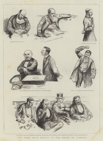Hjemmestyredebatten i Underhuset gravering av Charles Paul Renouard