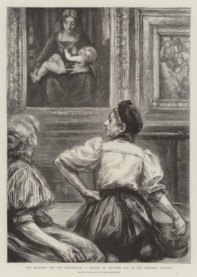The Madonna and the Charwomen, en skisse på rengjøringsdagen på Nasjonalgalleriet av Charles Paul Renouard