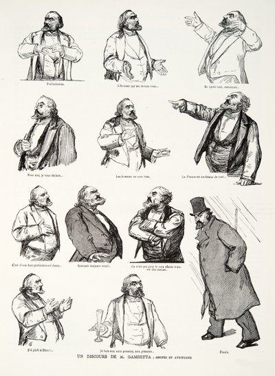En tale av M. Gambetta: Gestures and Attitudes, fra History of the Third Republic, Vol. I, Politisk historie, pub.1933 av Charles Paul Renouard