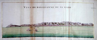 Utsikt over Barcelona og havnen av Charles Pene
