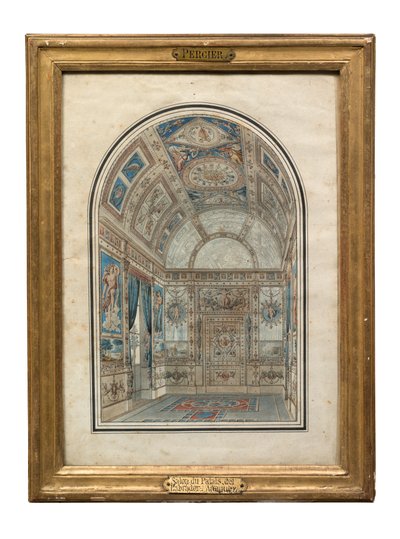 Rom i Casa del Labrador, Royal Palace of Aranjuez (penn, blekk og wc på papir) av Charles Percier