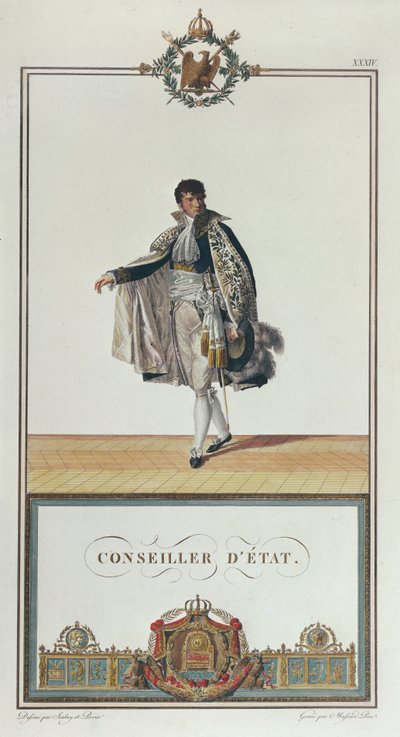 Uniform av statsråden for kroningen av Napoleon, 1804 (fargegravering) av Charles Percier