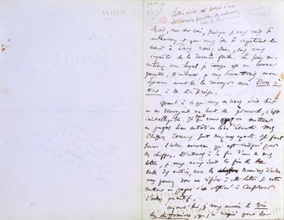 2. side i et brev til Baudelaires redaktør Auguste Poulet-Malassis (1825-78) angående utgivelsen av 'Les Fleurs du Mal' ca. 20. februar 1857 (penn og blekk på papir) av Charles Pierre Baudelaire