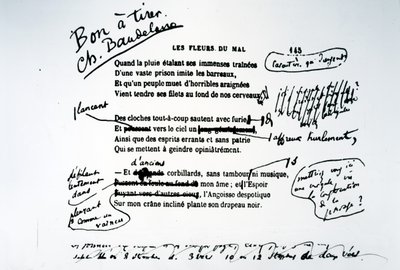 Korrigert bevis på The Flowers of Evil av Charles Pierre Baudelaire