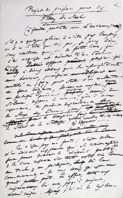 Prosjekter for forord til den andre utgaven av 'les Fleurs du Mal' (penn og blekk på papir) av Charles Pierre Baudelaire