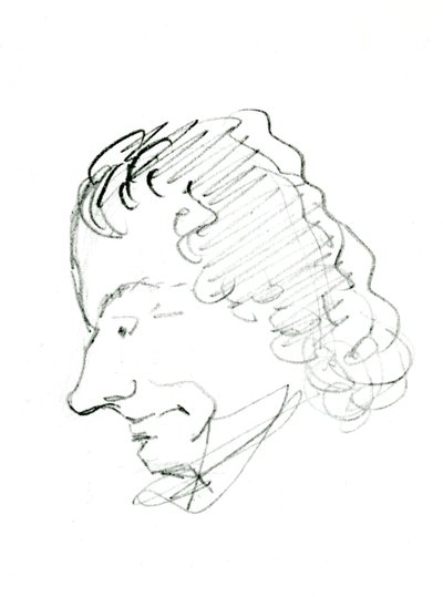 Selvportrett, ca. 1843 (blyant på papir) (s/hvitt foto) av Charles Pierre Baudelaire