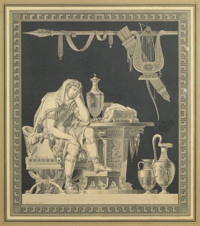 Akilles sørger over Patroklos død av Charles Pierre Joseph Normand