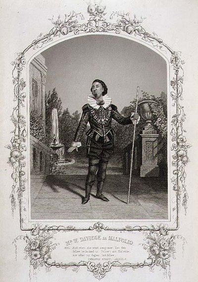 Mr W. Davidge som Malvolio, akt III scene 4 av 