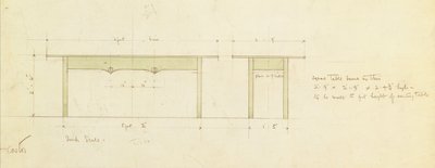 Design for et spisebord og et lite bord (akvarell) av Charles Rennie Mackintosh