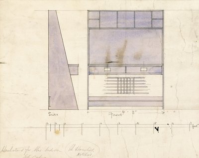 Design for servant, vist på siden og forfra, 1904 av Charles Rennie Mackintosh